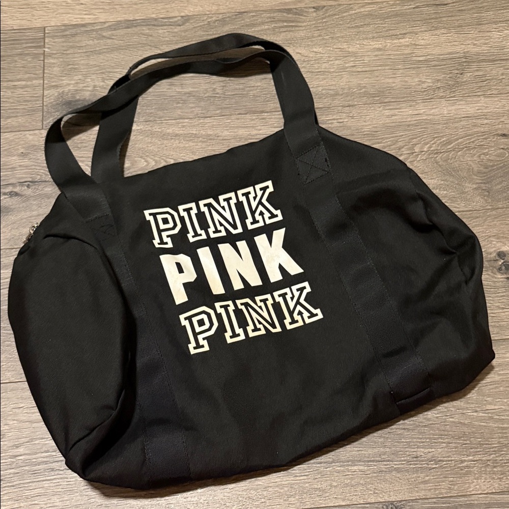 PINK Victoria's Secret Black Tote with White Logo